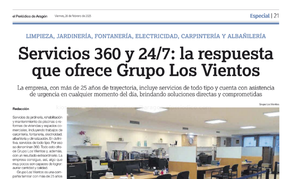 El servicio y la atención de Grupo Los Vientos, reconocidos por El Periódico de Aragón